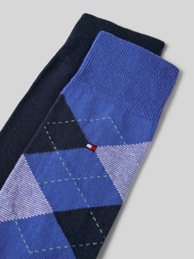 Produktfoto, Socken aus Baumwoll-Mix im 2er-Pack von Tommy Hilfiger, Optik: Allover-Muster, Label-Print, Bundabschluss elastisch, Jersey-Stretch, Herren
