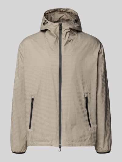 Produktfoto, Jacke mit Zweiwege-Reißverschluss von Emporio Armani in Beige mit Kapuze, Reißverschlusstaschen, Regular Fit, strukturierte Oberfläche