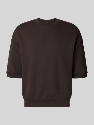 Produktfoto, Relaxed Fit Sweatshirt aus reiner Baumwolle von Lacoste, kolor jednolity, logo, krój relaxed fit, crewneck, długi rękaw, ściągacze, bawełna, tekstura dresowa
