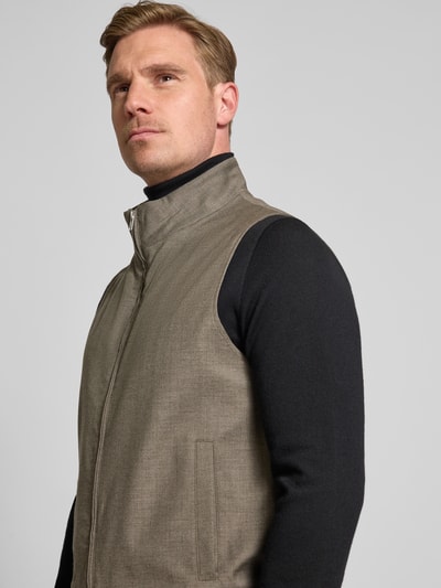 Roy Robson Kamizelka z mieszanki żywej wełny i wiskozy ze stójką Szarobrązowy 3