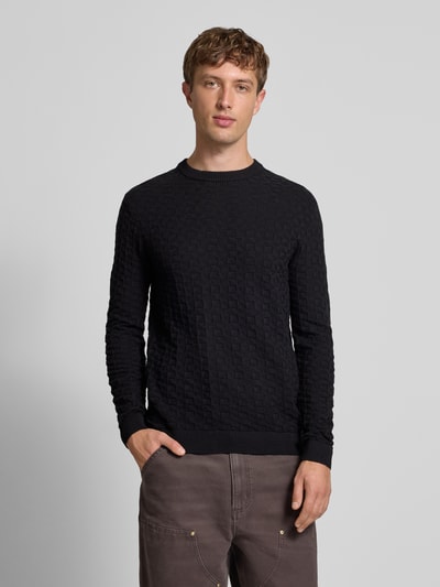 Only & Sons Regular Fit Strickpullover mit Strukturmuster Modell 'KALLE' Black 4