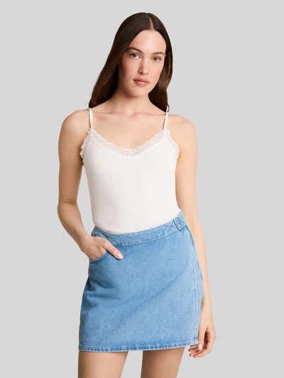 Tom Tailor Denim slim fit top van katoenmix Offwhite - 4