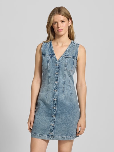 Tommy Jeans Figurbetontes Jeanskleid aus Baumwoll-Mix Hellblau 4