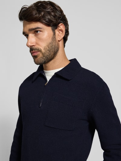 Casual Friday Gebreide trui van wolmix met polokraag model 'FELIPO' Marineblauw gemêleerd - 3