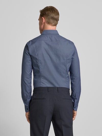 BOSS Slim fit zakelijk overhemd van mix van katoen en lyocell model 'HANK' Marineblauw - 5