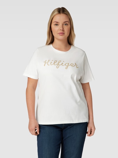 Tommy Hilfiger Curve PLUS SIZE T-shirt met labeldetails Ecru - 4