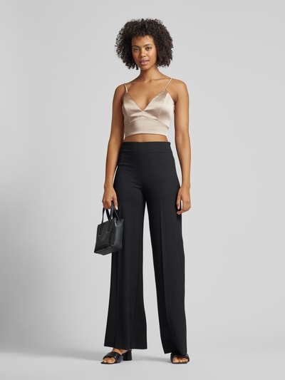 Jake*s Cocktail Schimmerndes Crop Top mit V-Auschnitt Taupe 1