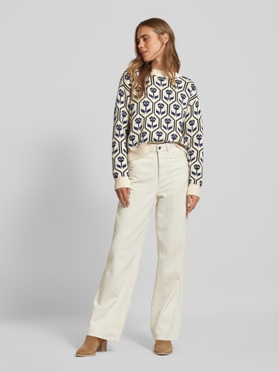 Weekend Max Mara Gebreide pullover met all-over motief, model 'ODEON' Offwhite - 1