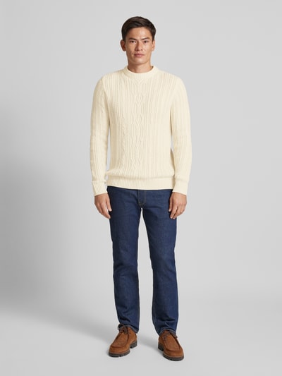 Jack & Jones Premium Sweter z dzianiny z prążkowanymi wykończeniami model ‘BLUDIOGO’ Beżowy 1