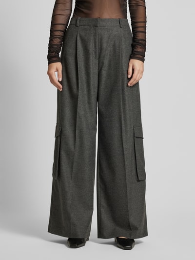 HUGO Wide leg pantalon met bandplooien, model 'Herota' Donkergrijs gemêleerd - 4