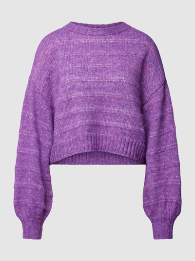 Only Cropped Strickpullover mit Strukturmuster Modell 'CELINA' Aubergine 1