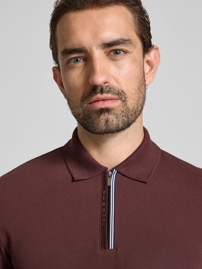 bugatti Regular Fit Poloshirt mit Reißverschluss Bordeaux 3
