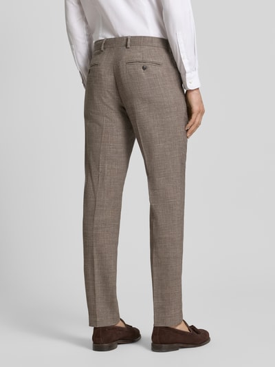Mężczyzna model nosi Slim Fit Anzughose mit Woll-Anteil Modell 'SLIM-OASIS' od SELECTED HOMME, melanżowy kolor, krój slim fit, tył całej sylwetki.
