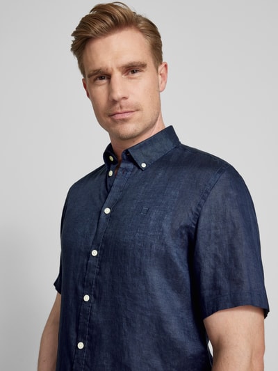 Casual Friday Leinenhemd mit Button-Down-Kragen Modell 'Anton' Dunkelblau 3