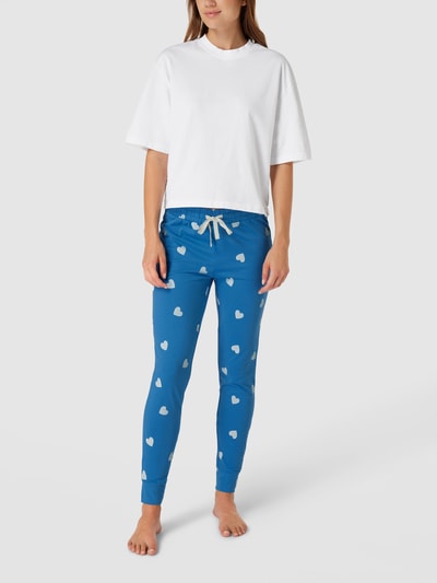 Jake*s Casual Pyjamabroek met all-over motief Blauw - 1