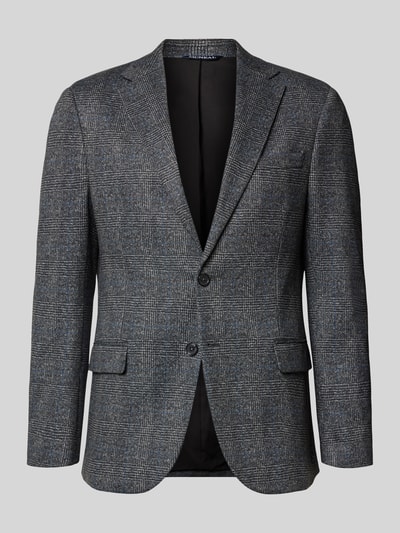 Produktfoto, Slim Fit Sakko mit Pattentaschen von MCNEAL, Material-Mix mit stretchem, krój slim fit, klapa, zapięcie na guzik, patki kieszeniowe, długość pleców w rozmiarze 50: 74 cm, szerokość ramion w rozmiarze 50: 37 cm, długość rękawa w rozmiarze 50: 65 cm, szara kratka, gładkie i lekko błyszczące tekstury