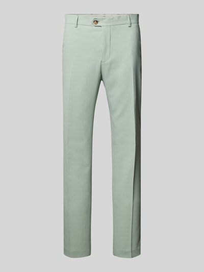 Produktfoto, Slim Fit Anzughose mit Woll-Anteil Modell 'SLIM-NEIL' von SELECTED HOMME in hellem Grün, Bügelfalten, unifarben, seitliche Eingrifftaschen