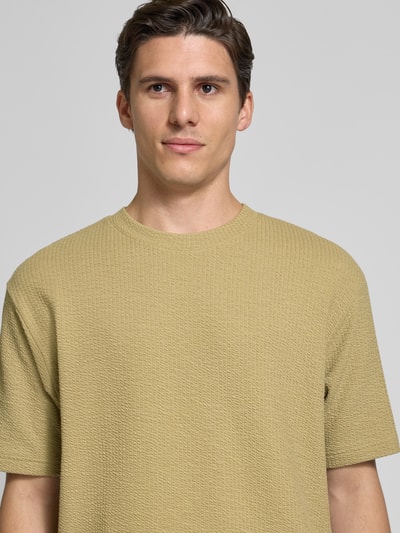 MCNEAL T-shirt met geribde ronde hals Rietgroen - 3