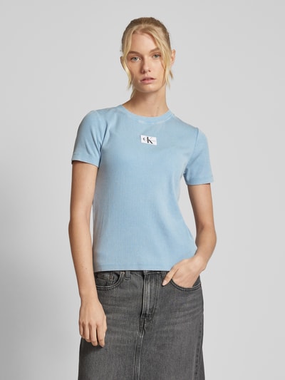 Calvin Klein Jeans T-shirt met labelmotief Lichtblauw - 4