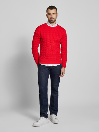 Gant Strickpullover mit Zopfmuster Rot 1