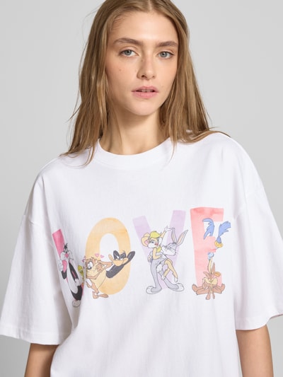 Review Oversized T-Shirt mit Motiv-Print Weiss 3