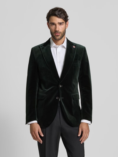 CG - Club of Gents Slim fit 2-knoops colbert van fluweel, model 'Prince' Donkergroen - 4