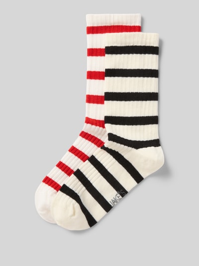 Jake*s Casual Socken aus Baumwoll-Mix mit Logo-Stitching im 2er-Pack Offwhite 1