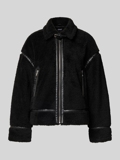 ONLY Kurtka z futerka o kroju regular fit z detalami ze skóry model ‘MICHELLE’ Czarny 2