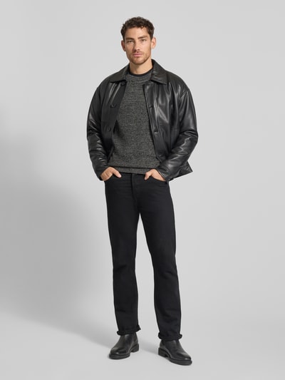 Tom Tailor Denim Sweter z dzianiny o kroju relaxed fit z mieszanki bawełny Antracytowy 1