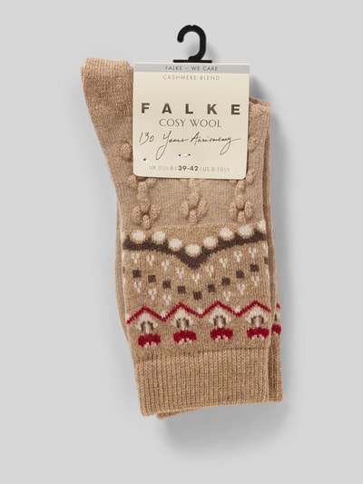 Falke Socken mit Kaschmir-Anteil und Strukturmuster Modell 'Specia' Beige 3