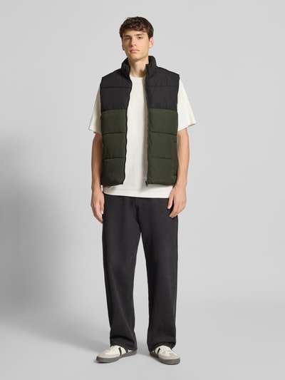 Jack & Jones Bodywarmer met opstaande kraag, model 'MAZE' Olijfgroen - 1