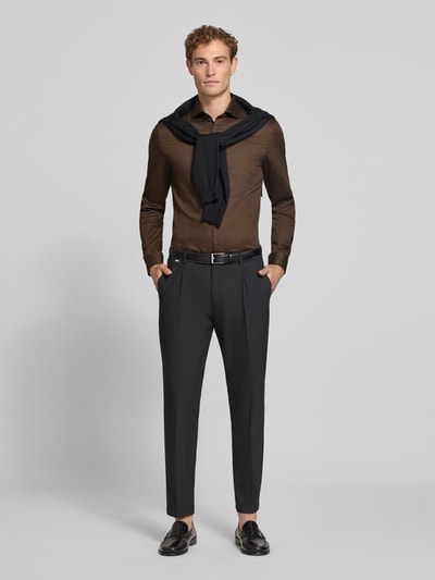 OLYMP No. Six Super Slim Fit Businesshemd aus Baumwoll-Mix Mittelbraun 1