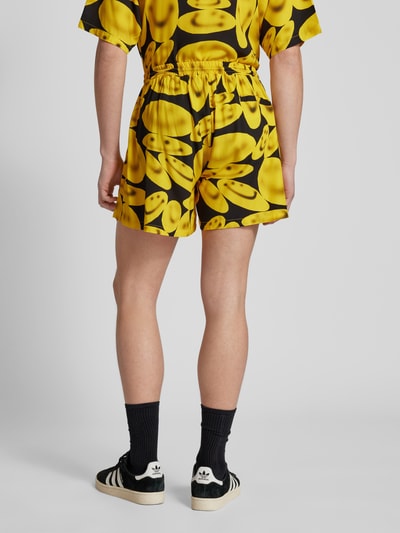 MARKET Sweatshorts met all-over motief, model 'SMILEY' Zwart - 5