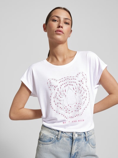 Montego T-shirt met siersteentjes Wit - 3