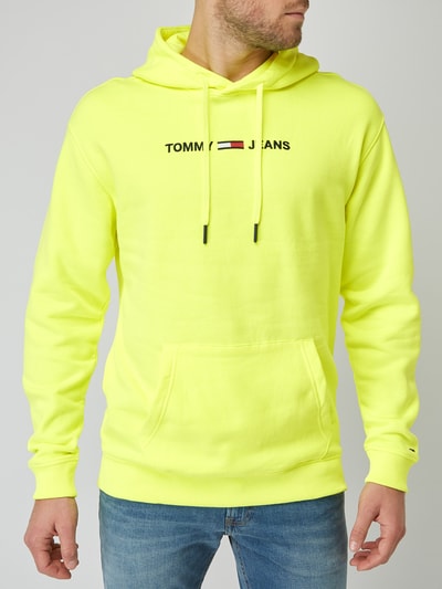 Tommy Jeans Bluza z kapturem o kroju relaxed fit z wyhaftowanym logo  Neonowy żółty 4