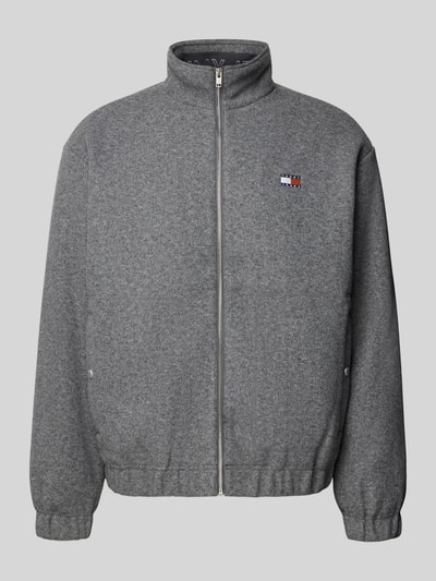 Produktfoto, Regular Fit Bomberka z dodatkiem wełny od Tommy Jeans, melanż, stójka, zamek błyskawiczny, elastyczne ściągacze, boczne wpuszczane kieszenie, haftowane logo