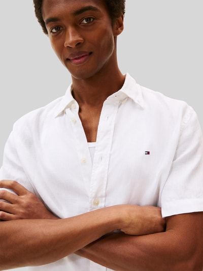 Tommy Hilfiger Regular Fit Kurzarmhemd aus reinem Leinen Weiss 3