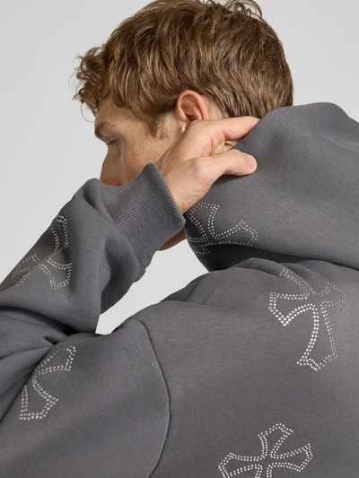 REVIEW Sweatjack met strass-steentjes en capuchon Donkergrijs - 3