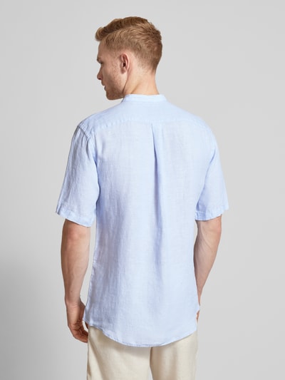 Fynch-Hatton Regular Fit Freizeithemd aus Leinen mit Maokragen Modell 'Summer' Hellblau Melange 5