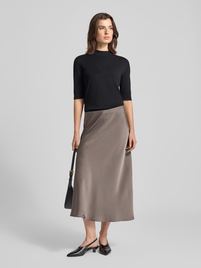 Neo Noir Midirok van satijn met elastische band, model 'Bovary' Donkergrijs - 1