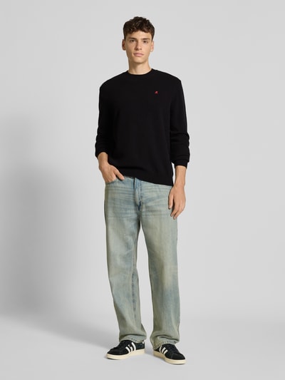 Replay Gebreide pullover van lanawolmix met ronde hals Zwart - 1