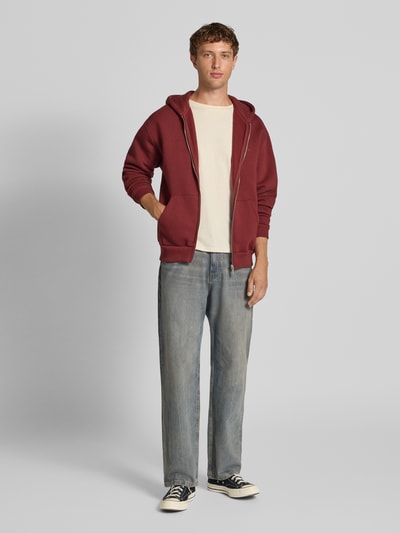 REVIEW Bluza rozpinana o kroju regular fit z aplikacją z logo Rdzawoczerwony 1