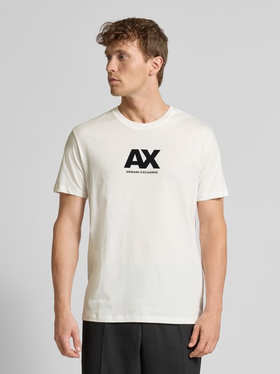 ARMANI EXCHANGE T-shirt o kroju regular fit z czystej bawełny z nadrukiem z logo Biały 4