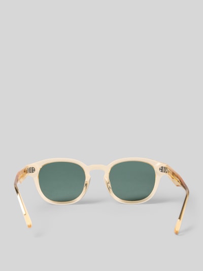 Produktfoto, Sonnenbrille mit durchsichtigem Gestell Modell 'BILLE' von MESSY WEEKEND, Herren Sonnenbrille, Optik: Unifarben, Logo-Detail, grüne Gläser, glatte Textur