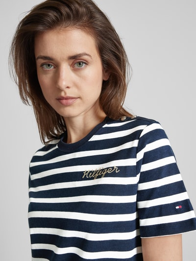 Tommy Hilfiger T-shirt z listwą guzikową Granatowy 3