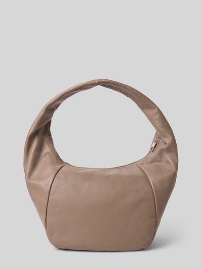 Produktfoto, Hobo Bag mit Label-Detail Modell 'FARRAH' von LIEBESKIND BERLIN aus glattem taupefarbenem Leder, Tragehenkel, Hauptfach mit Reißverschluss, Reißverschluss-Innenfach, Breite 40 cm, Länge 26 cm, Tiefe 20 cm, Schulterriemen 68 cm