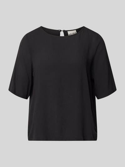 Produktfoto, Relaxed Fit T-shirt uit zuiver viscose model 'Marrakech' van ICHI, dames T-shirt met ronde hals, zwarte kleur, zachte textuur