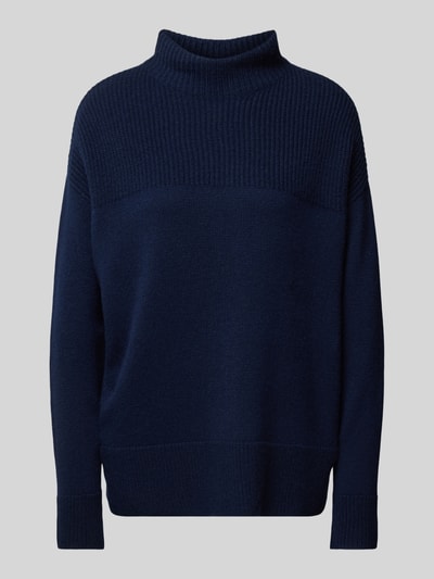 Jake*s Collection Gebreide pullover van kasjmier met opstaande kraag Donkerblauw - 2