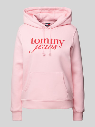 Tommy Jeans Regular fit hoodie met labelprint Felroze - 2