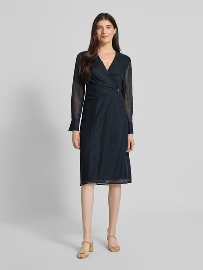 BOSS Midi-jurk met V-hals, model 'Dosala' Marineblauw - 4